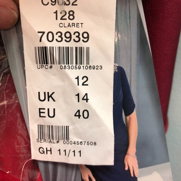 NEW MAROON Claret Mother of the Bride/Groom Elegant Formal Holiday Dress SIZE 10 - Picture 7 of 12